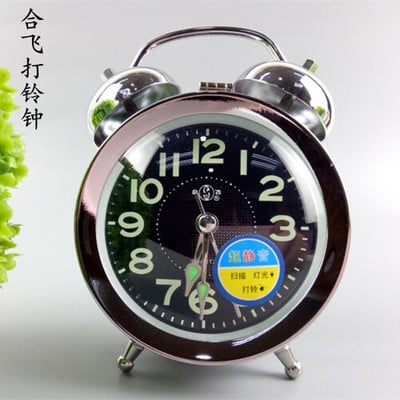 Retro mechaninis žadintuvas Metalinis auksinis stalinis laikrodis Kūrybinis miegamasis prie lovos stalinis žadintuvas Laikrodis vištienos peck ryžių dovana