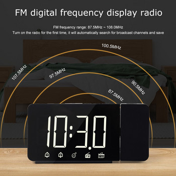 Ψηφιακό ξυπνητήρι FanJu LED Τραπέζι ρολογιού Ηλεκτρονικά επιτραπέζια ρολόγια USB Wake up ραδιόφωνο FM Time Projector Λειτουργία αναβολής 2 ξυπνητήρι