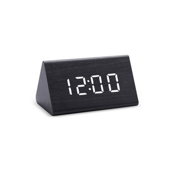 Ψηφιακό Ξυπνητήρι LED Ξύλινο επιτραπέζιο ρολόι Snooze με μετρητή θερμοκρασίας και υγρασίας Εσωτερικά επιτραπέζια ρολόγια με τροφοδοσία USB/AAA