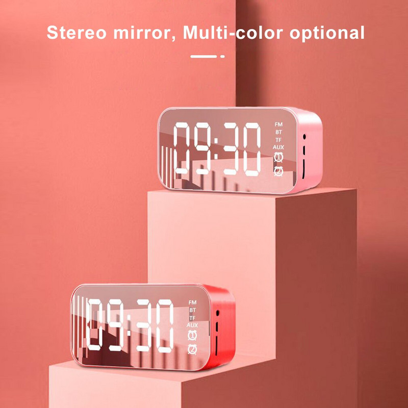LED tükör asztali óra digitális ébresztőóra asztali óra gyerekeknek hálószoba lakberendezési Bluetooth TF kártya AUX csatlakozás FM rádió
