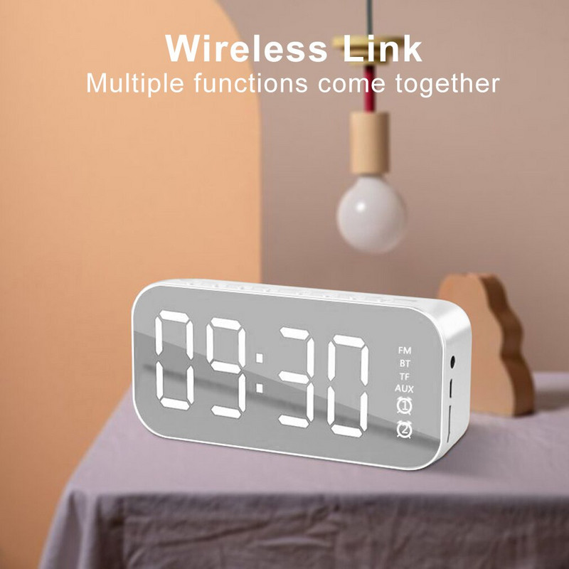 LED tükör asztali óra digitális ébresztőóra asztali óra gyerekeknek hálószoba lakberendezési Bluetooth TF kártya AUX csatlakozás FM rádió