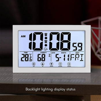 Οθόνη αφής Ψηφιακό ρολόι τοίχου Σίγαση με λειτουργία αναβολής Φωτεινοί μεγάλοι χαρακτήρες με ημερολόγιο κατάλληλο για οικιακό γραφείο