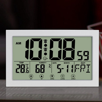 Οθόνη αφής Ψηφιακό ρολόι τοίχου Σίγαση με λειτουργία αναβολής Φωτεινοί μεγάλοι χαρακτήρες με ημερολόγιο κατάλληλο για οικιακό γραφείο