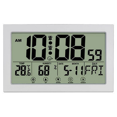 Цифров стенен часовник със сензорен екран Без звук с режим на дрямка Светещи големи знаци с календар Подходящ за домашен офис