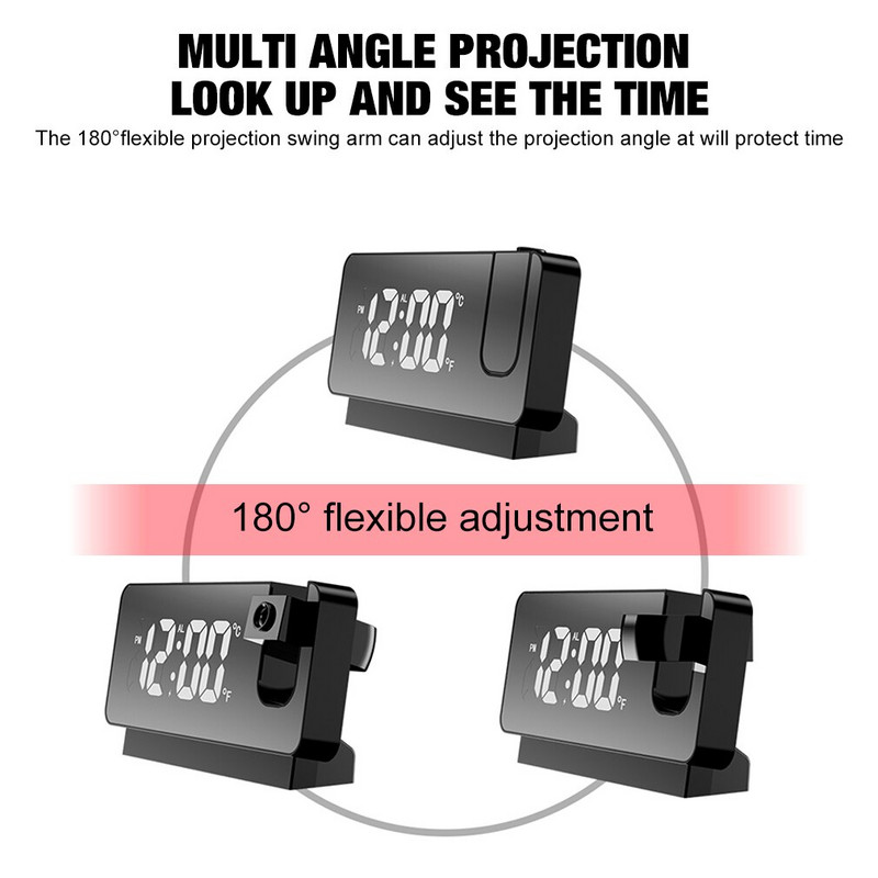 LED skaitmeninis žadintuvas Laikrodžių stalo elektroniniai staliniai laikrodžiai USB pažadinimo laikas lubų projektoriaus funkciniai laikrodžiai