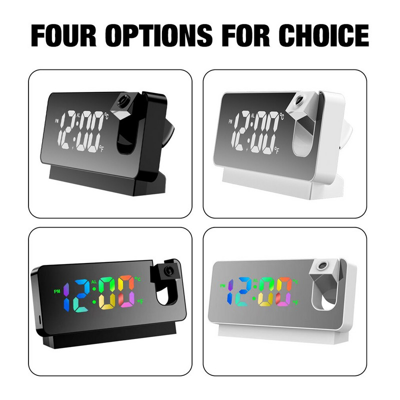 LED skaitmeninis žadintuvas Laikrodžių stalo elektroniniai staliniai laikrodžiai USB pažadinimo laikas lubų projektoriaus funkciniai laikrodžiai