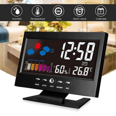 USB интелигентен цифров дисплей, метеорологична станция, аларма, календар/часовник, термометър, безжичен измервател на температура, влажност, измервателен уред