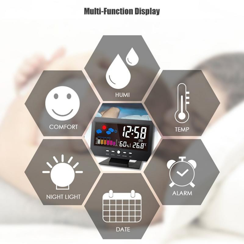 USB intelektualaus skaitmeninio ekrano orų stoties žadintuvo kalendorius/laikrodžio termometras belaidis temperatūros drėgmės matuoklis, matuoklis