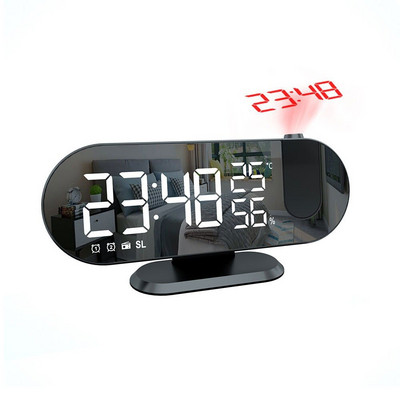 LED skaitmeninis veidrodinis žadintuvas Laikrodis Stalas Elektroniniai staliniai laikrodžiai USB Wake Up FM radijo Laiko projektorius Snaudimo funkcija 2 žadintuvas