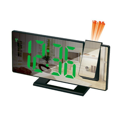LED skaitmeninis veidrodinis žadintuvas Laikrodis Stalas Elektroniniai staliniai laikrodžiai USB Wake Up FM radijo Laiko projektorius Snaudimo funkcija 2 žadintuvas