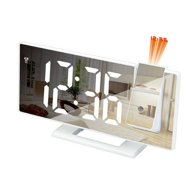 LED skaitmeninis veidrodinis žadintuvas Laikrodis Stalas Elektroniniai staliniai laikrodžiai USB Wake Up FM radijo Laiko projektorius Snaudimo funkcija 2 žadintuvas