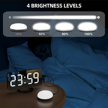 LED огледални будилници с шейкър за легло Нощна лампа за глухи с увреден слух за хора с тежък сън Snooze Двойни USB зарядни часовници