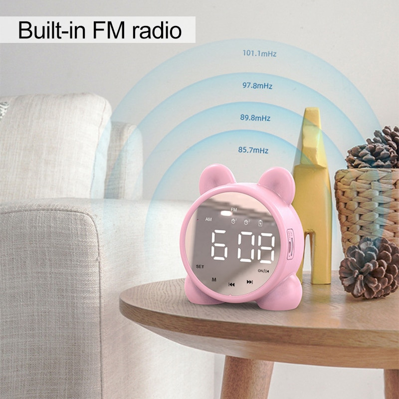 Mielas Cat Bluetooth garsiakalbis žadintuvas, LED skaitmeninis laikrodis mergaičių lovos žadintuvas pažadinimo temperatūra, snaudimo žadintuvas