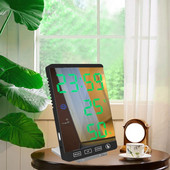 LED veidrodinis žadintuvas Skaitmeninis laikrodis Temperatūra Drėgmės ekranas USB išvesties prievadas Jutiklinis mygtukas Snaudimo lentelės elektroninis laikrodis