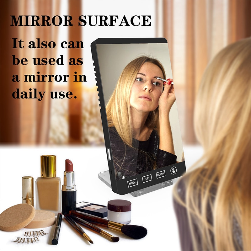 LED veidrodinis žadintuvas Skaitmeninis laikrodis Temperatūra Drėgmės ekranas USB išvesties prievadas Jutiklinis mygtukas Snaudimo lentelės elektroninis laikrodis