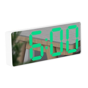 Καθρέφτης Ψηφιακά LED Ξυπνητήρι Φωνητικός έλεγχος Επιτραπέζιο ρολόι αναβολής με λειτουργία μετρητή θερμοκρασίας στυλ Ημερολόγια Μαύρο επιτραπέζιο ρολόι