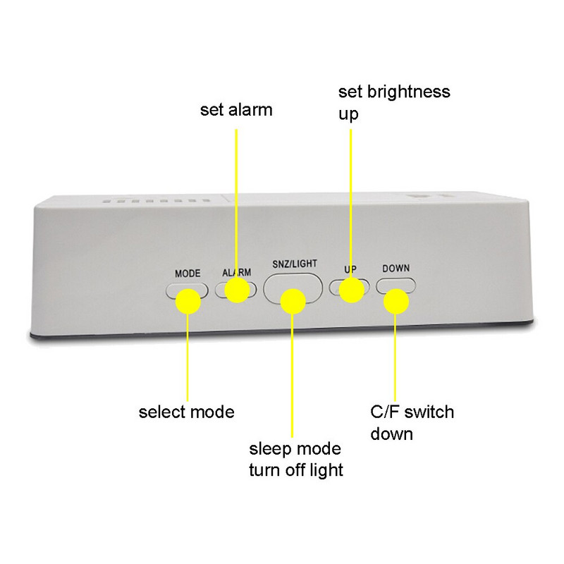 Ceas cu alarmă cu oglindă cu LED Ceas de masă cu amânare digitală Lumină pentru trezire Afișaj electronic cu temperatură de mare oră Ceas decor pentru casă