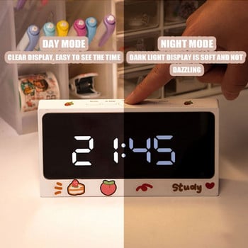 Ins Ψηφιακό ρολόι Επιτραπέζιο Ρολόι Αναβολή Ξυπνητήρι Χαριτωμένο αθόρυβο ρολόι καθρέφτη Φοιτητικό Επιτραπέζιο ρολόι LED Ηλεκτρονικό ρολόι για παιδιά