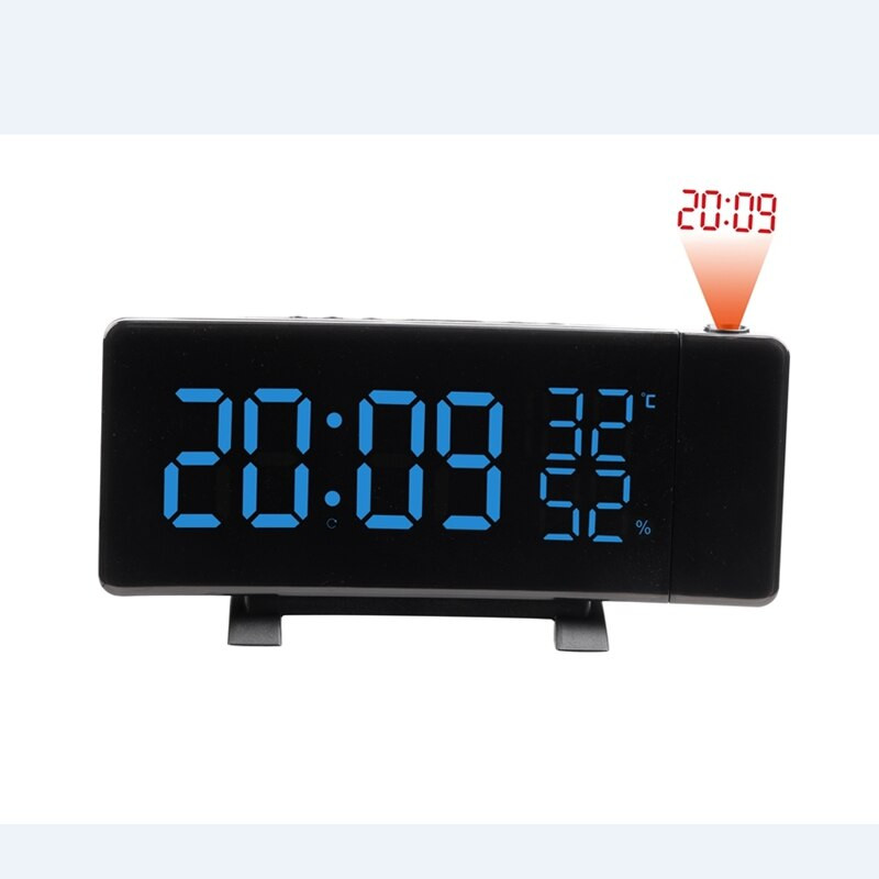 Háromszínű idő vetített FM rádió óra 180 Forgó LED digitális ívelt képernyő hőmérő Higrométer szundi ébresztőóra