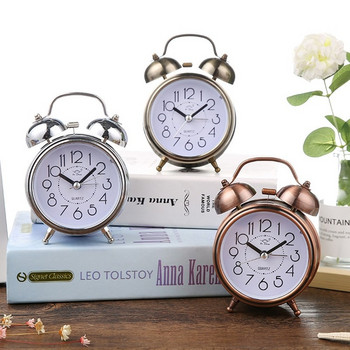 Κλασικό ρολόι ξυπνητήρι 3 ιντσών Vintage ρετρό αθόρυβο ρολόι με δείκτη Δυνατό ξυπνητήρι με διπλό φωτιστικό νυχτερινό υπνοδωμάτιο δίπλα στο κρεβάτι