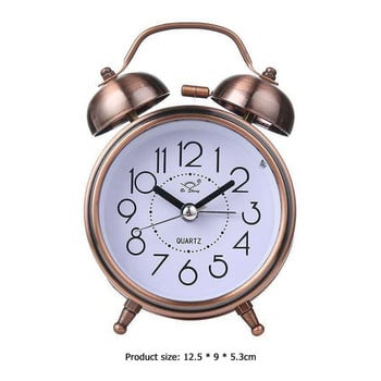 Κλασικό ρολόι ξυπνητήρι 3 ιντσών Vintage ρετρό αθόρυβο ρολόι με δείκτη Δυνατό ξυπνητήρι με διπλό φωτιστικό νυχτερινό υπνοδωμάτιο δίπλα στο κρεβάτι