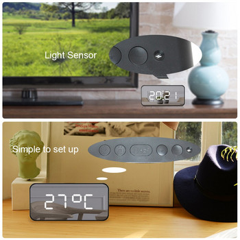 Ξυπνητήρι LED Ψηφιακή οθόνη μεγάλης ώρας θερμοκρασίας Καθρέφτης Επιτραπέζιο ρολόι AAA Power Ηλεκτρονικά αυτόματα ρολόγια οπίσθιου φωτισμού