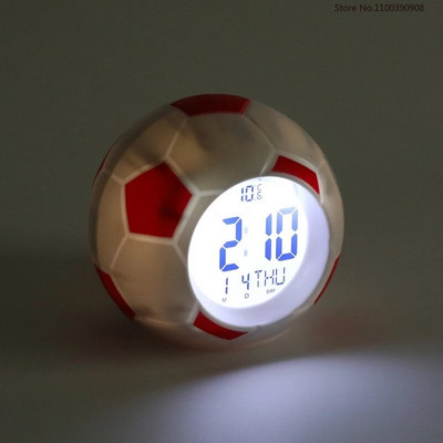Jalgpall digitaalne äratuskell LED öövalgus lastele magamistoa lauavalgusti kontoris reisimine hääljuhtimisega lauakell öövalgus Sveglia