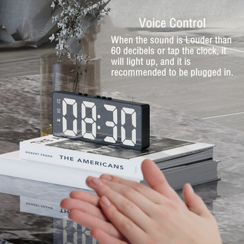 Φωνητικός έλεγχος Καθρέφτης Ρολόι Ξυπνητήρι Ψηφιακή θερμοκρασία Διπλή Ξυπνητήρι Αναβολή Επιτραπέζιο Ρολόι 12/24 ώρες Ρολόγια LED