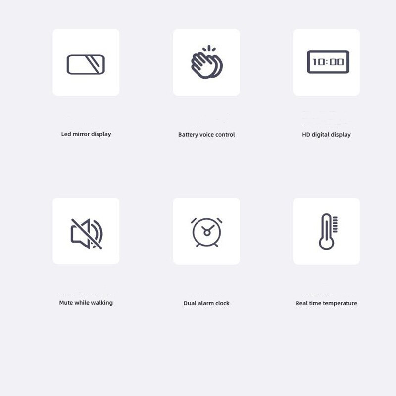 Balso valdymo veidrodinis žadintuvas Skaitmeninė temperatūra Dvigubi žadintuvai Snausti Stalinis stalinis laikrodis 12/24h LED laikrodžiai