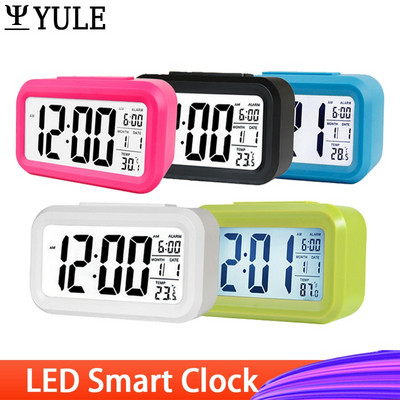 Ceas cu alarmă digitală cu LED Ceas cu alarmă digitală, electronică inteligentă, ceas de birou, iluminare din spate, la birou, la domiciliu, temperatură, date leneșe, calendar, ceasuri