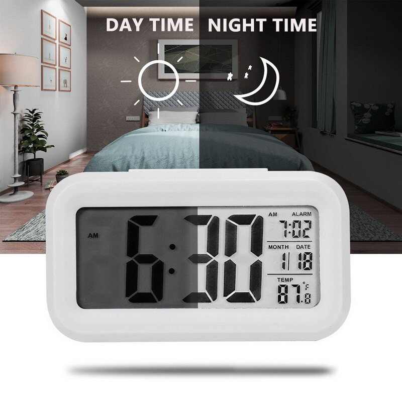 Ceas cu alarmă digitală cu LED Ceas cu alarmă digitală, electronică inteligentă, ceas de birou, iluminare din spate, la birou, la domiciliu, temperatură, date leneșe, calendar, ceasuri