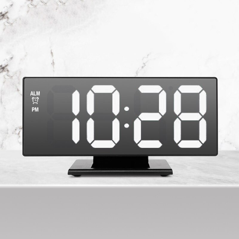 Digitális ébresztőóra LED-es tüköróra többfunkciós szundi megjelenítési idő Éjszakai LCD fény asztali USB-kábel szállítás