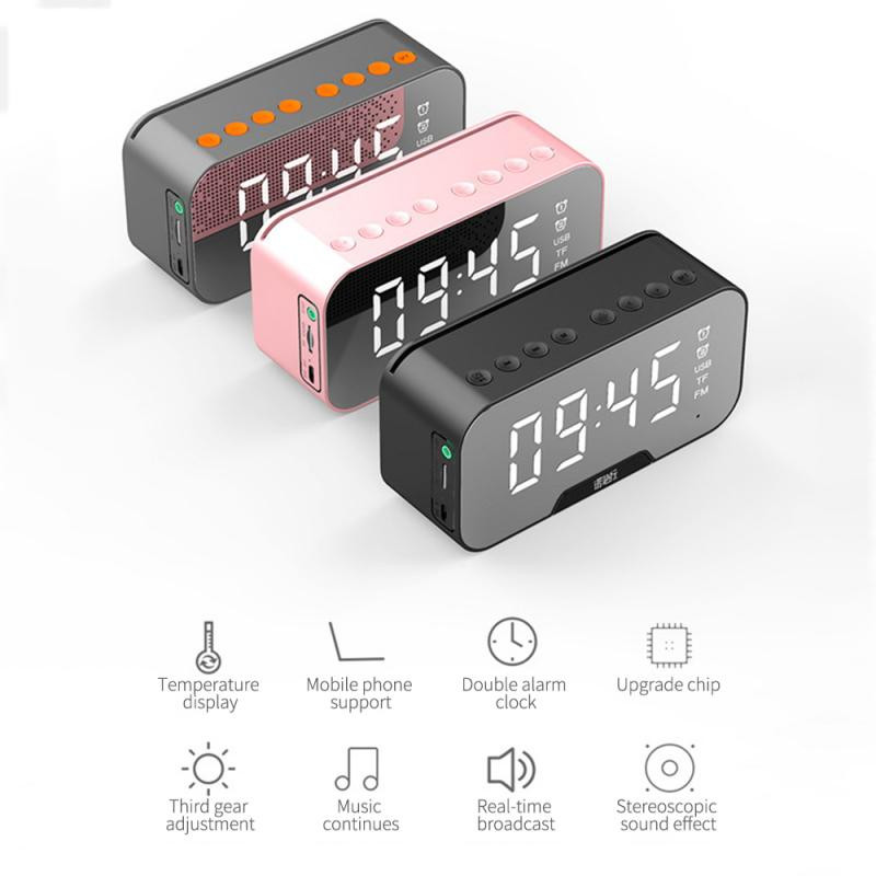HiFi zeneoszlop vezeték nélküli hangszóró tükör ébresztőóra Bluetooth-kompatibilis kihangosító hívás mélynyomó otthoni dekoráció Jó digitális