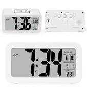 Senzor de lumină pentru ceas cu alarmă inteligent TXL, afișaj de temperatură pentru ziua calendarului, ceas digital pentru copii, iluminare din spate pentru copii, dimmer automat