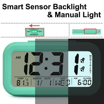 Έξυπνος αισθητήρας φωτός Ξυπνητήρι TXL, Οθόνη Ημερολογίου Θερμοκρασίας Ημέρας, Παιδικό Ψηφιακό ρολόι Παιδικό με οπίσθιο φωτισμό, αυτόματο ροοστάτη