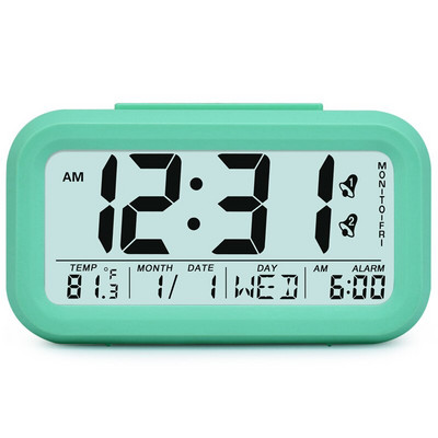 Senzor de lumină pentru ceas cu alarmă inteligent TXL, afișaj de temperatură pentru ziua calendarului, ceas digital pentru copii, iluminare din spate pentru copii, dimmer automat