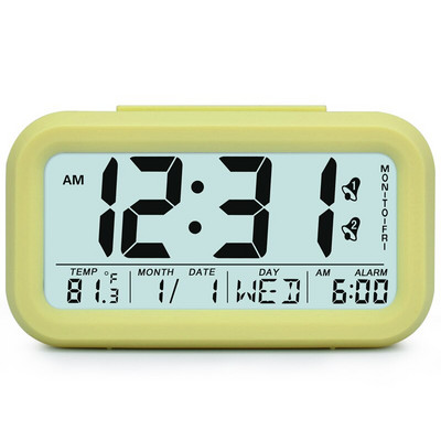 Senzor de lumină pentru ceas cu alarmă inteligent TXL, afișaj de temperatură pentru ziua calendarului, ceas digital pentru copii, iluminare din spate pentru copii, dimmer automat