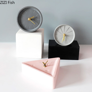Nordic Creative Μαύρο Ξυπνητήρι Απλό στρογγυλό ρολόι από τσιμέντο Απλό επιτραπέζιο υπνοδωμάτιο Κοιτώνα κομοδίνο Ρολόγια επιτραπέζιου στολίδια