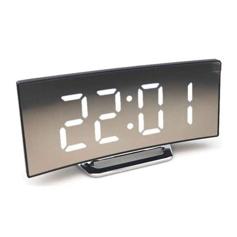 Dormitor Ceas cu oglindă curbat reglabil Ceas de masă cu număr mare Ceas electric de noapte Ceas cu LED cu ecran cu alarmă digitală 7 inch