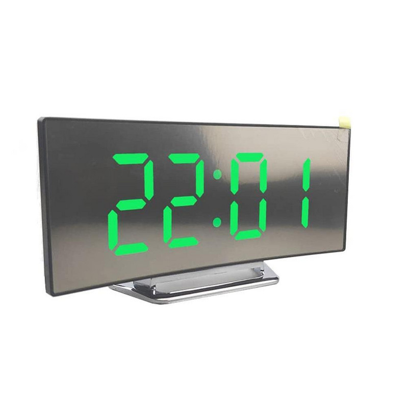 Dormitor Ceas cu oglindă curbat reglabil Ceas de masă cu număr mare Ceas electric de noapte Ceas cu LED cu ecran cu alarmă digitală 7 inch