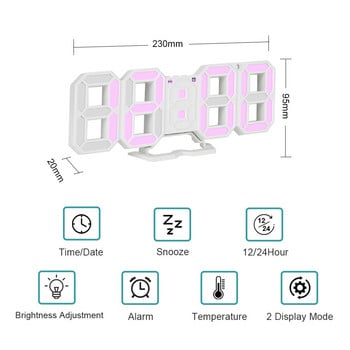 Τρισδιάστατο Ψηφιακό Ξυπνητήρι Τρισδιάστατο Ξυπνητήρι Τραπέζι Υπνοδωμάτιο Διακόσμηση σπιτιού Μελέτη Destock Slient 12/24 Ώρα Ώρα Ημερομηνία Θερμοκρασία Ηλεκτρονικό Ρολόι