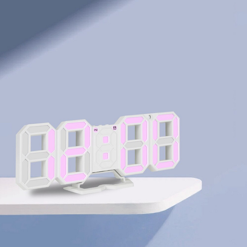 3D láb Digitális ébresztőóra Asztal Hálószoba Lakberendezés Tanulmányasztal Slient 12/24 órás Idő Dátum Hőmérséklet Elektronikus óra