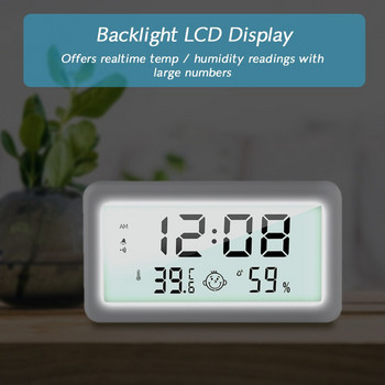 Ξυπνητήρι οπίσθιου φωτισμού Ψηφιακό επιτραπέζιο ρολόι LED Επιτραπέζιο ρολόι Ηλεκτρονικό μετρητή υγρασίας θερμοκρασίας Κρεβατοκάμαρα Ρολόι ώρας σίγασης δίπλα στο κρεβάτι