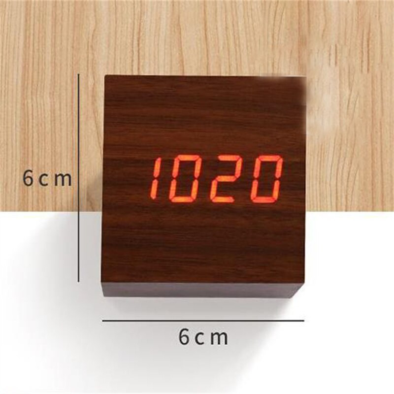 Ébresztőóra LED fa óra asztali hangvezérlés digitális Wood Despertador USB/AAA tápellátású elektronikus asztali órák