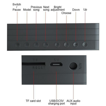 Ασύρματο ηχείο Bluetooth με ραδιόφωνο FM καθρέφτη LED Ξυπνητήρι Υπογούφερ Αναπαραγωγή μουσικής Snooze Desktop Clock Dropshipping