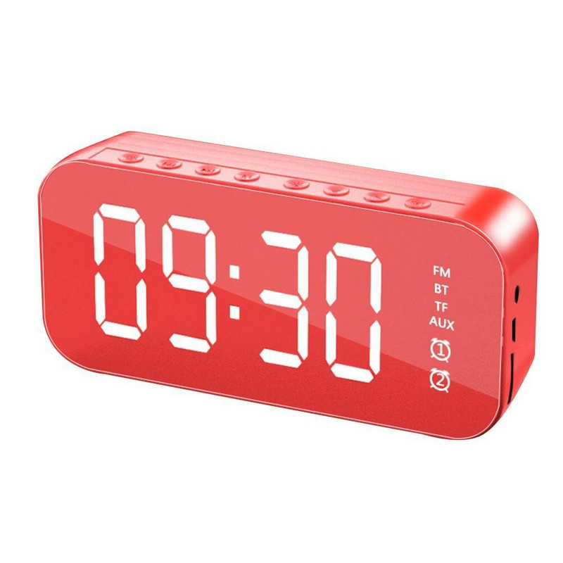 Vezeték nélküli Bluetooth hangszóró FM rádióval LED tükör ébresztőóra Mélynyomó Zenelejátszó Szundi asztali óra Dropshipping