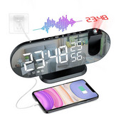 3D vetítésű ébresztőóra Elektronikus LED-es digitális órák asztali USB FM rádió Időprojektor Szundi óra Hálószoba Éjjeli óra