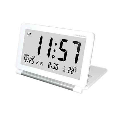 Forró elektronikus ébresztőóra utazási óra Többfunkciós csendes LCD digitális nagy képernyős összecsukható asztali óra hőmérséklet dátum idő