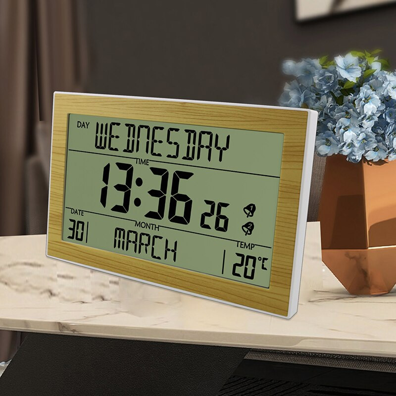 JIMEI H181F Didelis LCD ekranas Skaitmeninis žadintuvas su termometru Sieninio laikrodžio dvigubas žadintuvo nustatymas