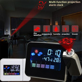 LED digitális vetítés ébresztőóra hőmérséklet hőmérő asztali idő Dátum kijelző projektor naptár USB töltő asztali led óra
